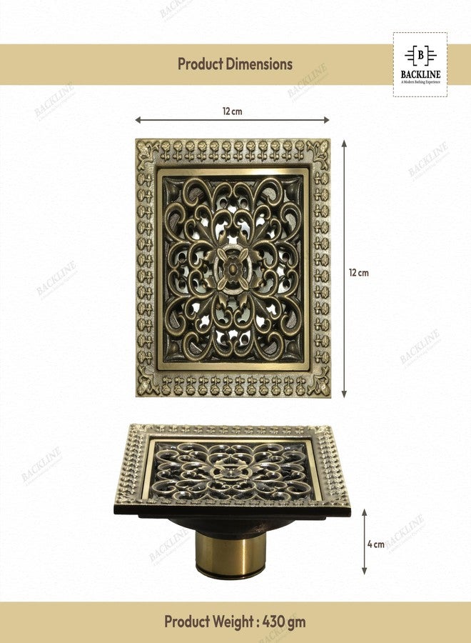 B Backline Brass Floor Drainer Bathroom Floor Water Drainer Bathroom Drain Grating with Anti-Foul Cockroach Trap 12 X 12 Cm (Antique Finish 4) - Image 4